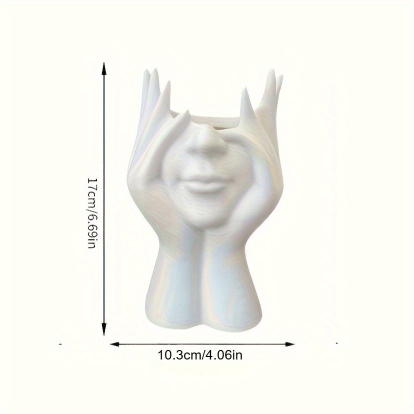 Creative Human Art Sculpture Makeup Brush Holder Pen Cup, Desktop Mounted Makeup Brush Organizer, PVC Material, Anti-Drop Design Statue Ornament