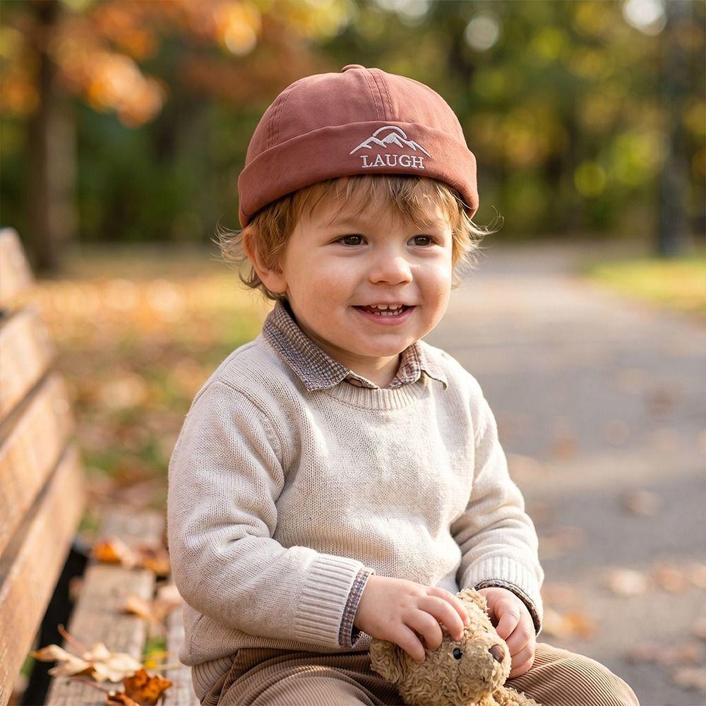 Cotton Children Melon Beanie Letter Embroidered Landlord Cap High Quality Baby Brimless Hat Summer