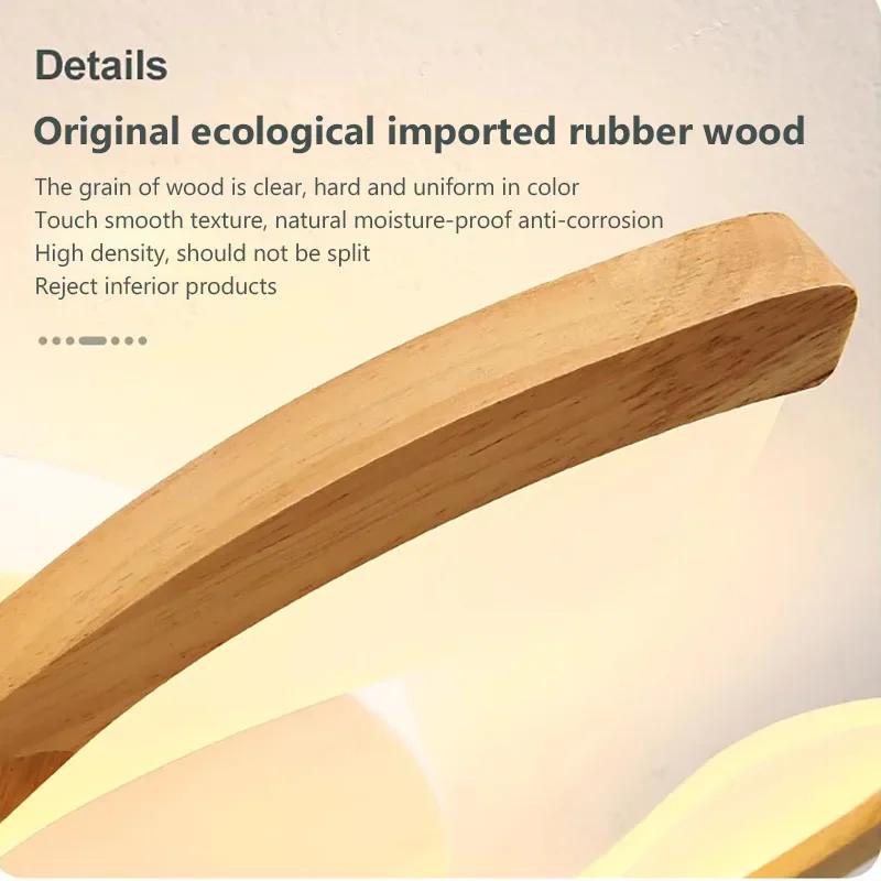 Светодиодный потолочный светильник Nordic из каучукового дерева для спальни, простой, современный, из цельного дерева, для гостиной, деревянный потолочный светильник для внутренних украшений