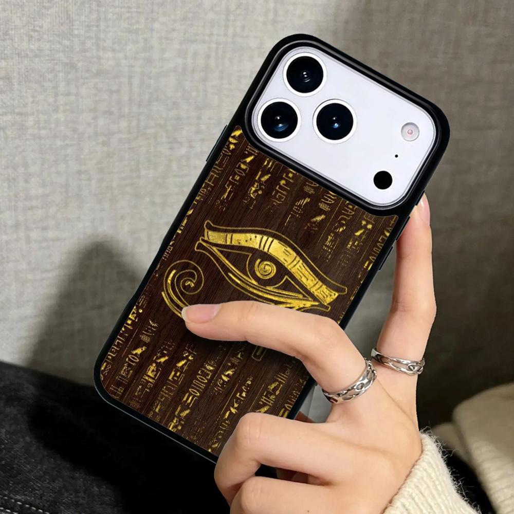 Capa Case for iPhone 17 Air 16 Pro Max 15 Plus 11 13 Mini 14 12 Back Phone Cover Sacred Eye of Horus Egypt Fresco