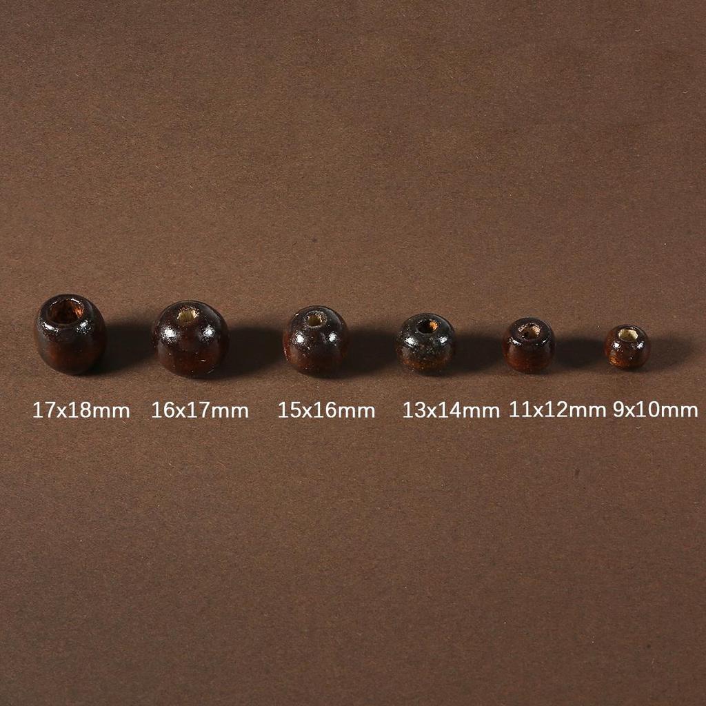 50PCS Big Hole Natural Wood Loose Beads Wooden Round Beads For Jewelry Making Bracelet Necklace Accessories DIY Crafts