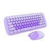 Cute Wireless Keyboard Set Mixed Candy Color Round Keycap Typewriter Keyboard and Mouse Comb for Laptop Notebook PC Girls
