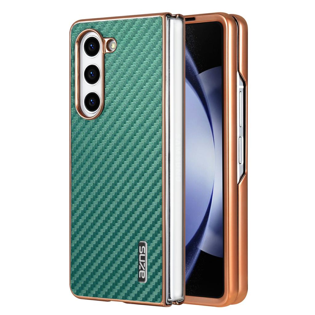 AZNS For Samsung Galaxy Z Fold6 5G Case Electroplating Carbon Fiber Texture PU+TPU Phone Cover