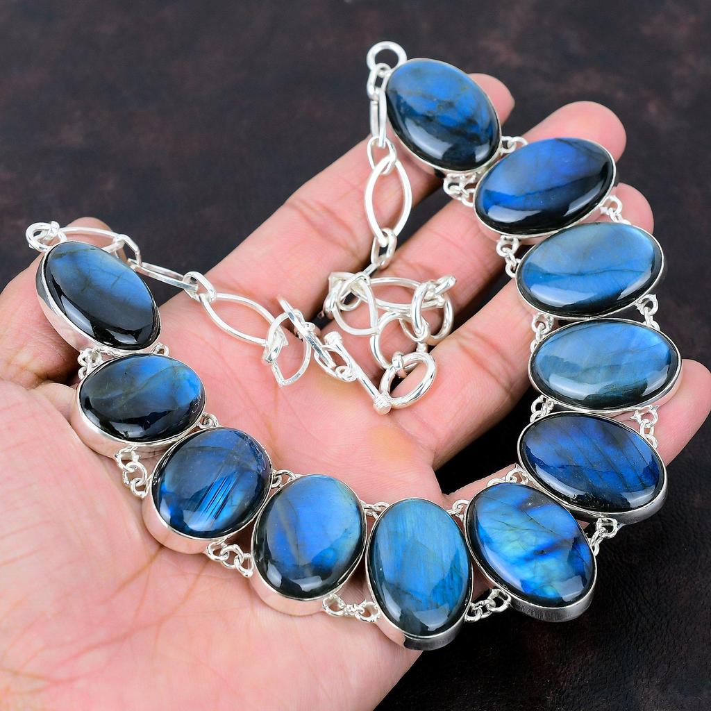 Ожерелье из лабрадорита, ожерелье из стерлингового серебра 925 пробы, регулируемая цепочка, ожерелье, ювелирные изделия из лабрадорита, настоящий драгоценный камень, ювелирные изделия ручной работы, подарок для нее
