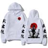 Men Slim Fit Anime Pattern Samurai Drawstring Long Sleeved Hoodie Fashion Casual Autumn Fleece Pullover Hooded Sweatshirt