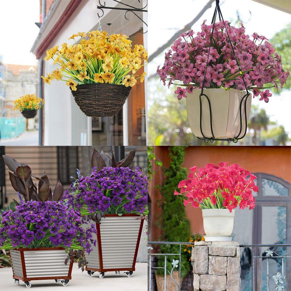 New Outdoor UV Resistant Plastic Plants Garden Porch Decor Artificial Flowers Fake Flowers