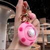 Kawaii LED Light Up UFO Spaceship Keychain Cute Cat Bear Glowing Key Ring Bag Charm Backpack Pendant Car Keyring Boys Girls Gift