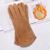 Woman's Winter Warm Suede Leather Touch Screen Driving Gloves Man's Cold Plus Velvet Thick Fingerless Flip Cycling Mittens