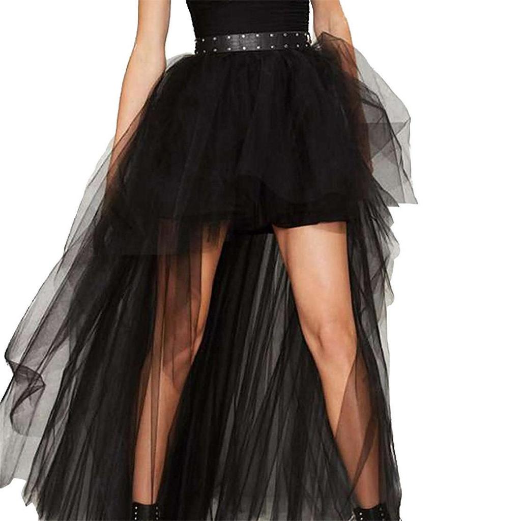 Swallowtail Sexy Black Mesh Tutu Skirt: European & American Style, Short Front, Long Back, Puffy Design for Adults