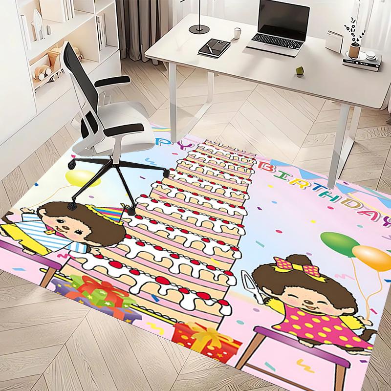 1pc Monchhichi1 Print Area Rug - Soft, Washable Non-Slip Indoor Mat, Living Room, Home Office Decorative Rug,Office Decorative