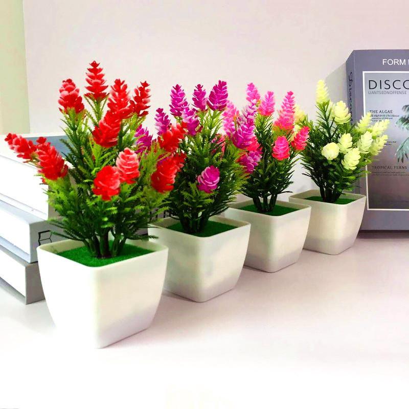 Realistic Faux Lily And Rose Mini Potted Plants With Colorful Blooms For Indoor Use