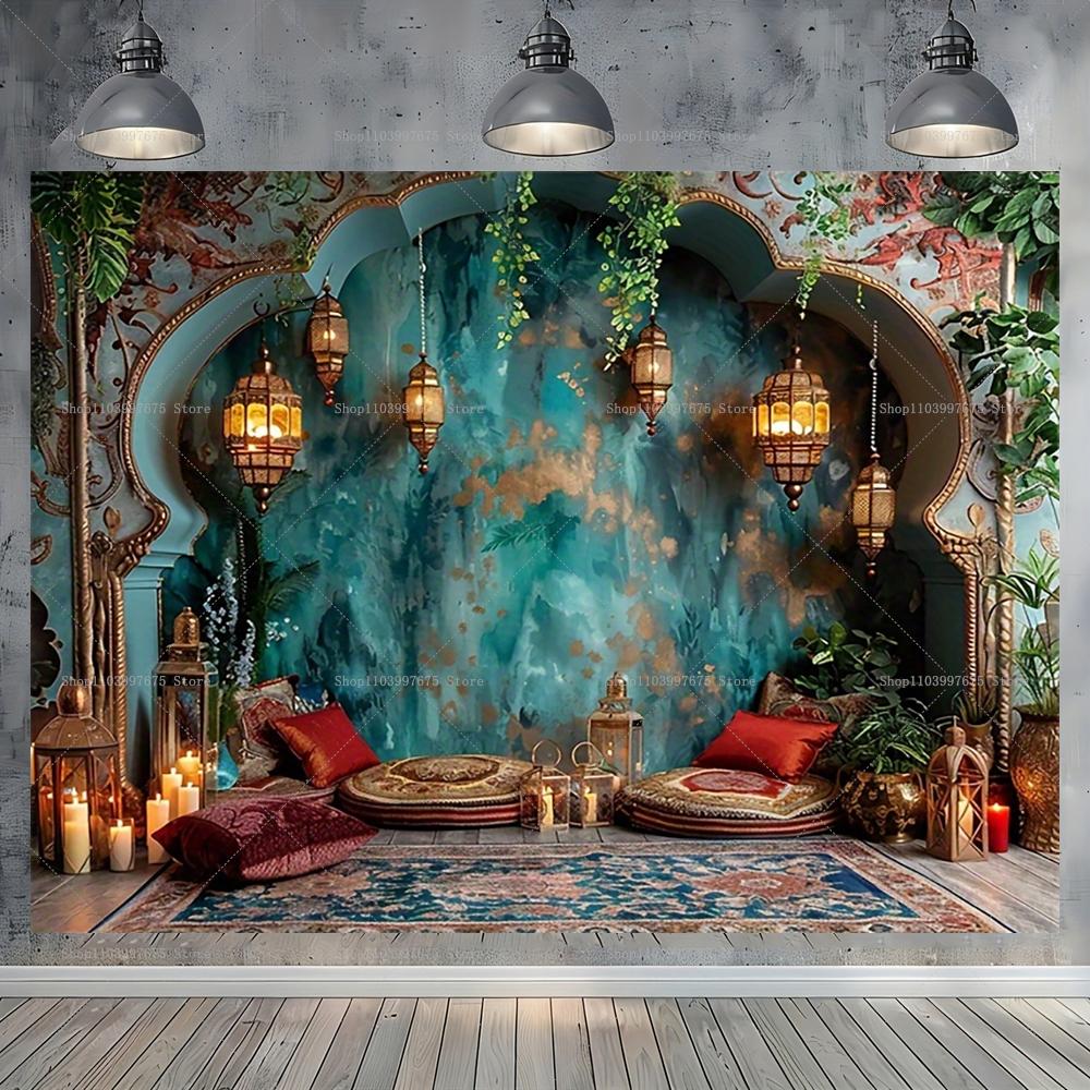 Moroccan Palace Backdrop Arabian Middle Eastern Interior Palace Photography Background for Kids Baby Shower Birthday Party Decor3