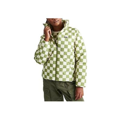 Женская куртка с длинным рукавом, воротником-стойкой, на молнии, клетчатая, зеленая VN0A7YK6310