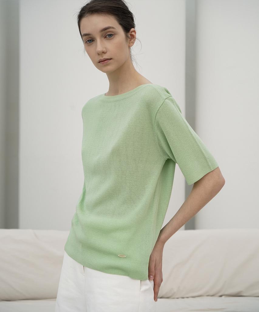 RE RHEE 2Color Boat Neck Short Sleeved Knit Top Lg
