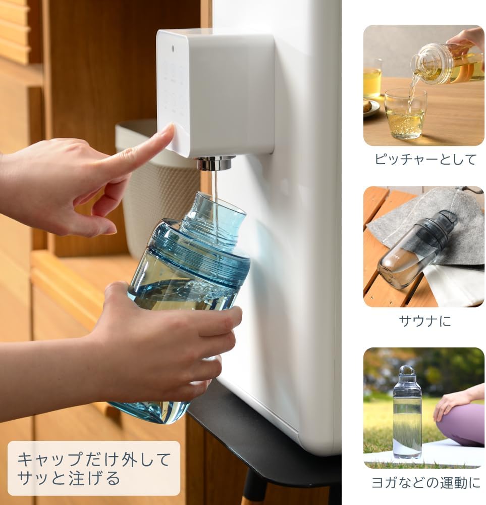 OSK LIPPY Water Clear Made in Easy to with Handle and Room Temperature BC-1000 Bottle, 1000ml, Gray, Japan, Clean, Gasket, Lightweight,