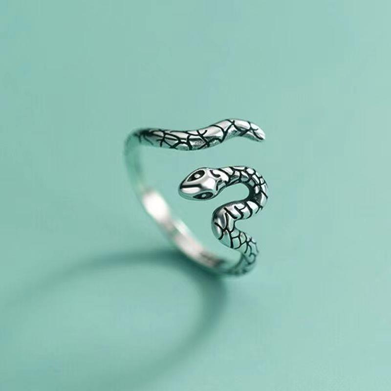 Forest Style Retro Old Snake Shape Irregular Ring Temperament Simple Geometric Ring Adjustable