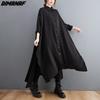 Autumn Dress Women Clothing Shirt Dress Oversize Cotton Elegant Lady Casual Loose Long Sleeve Vintage Cardigan Black
