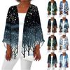Women's Casual Fashion Caot Christmas Print Lightweight Medium Length Jacket Cardigan
