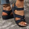 Cross Strap Wedges Sandals for Women Summer Hook Loop Platform Gladiator Sandles Woman Plus Size 43 Non-Slip Med Heels Sandalias