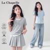 Летняя футболка La Chapelle для девочек, имитация двойки, с коротким рукавом