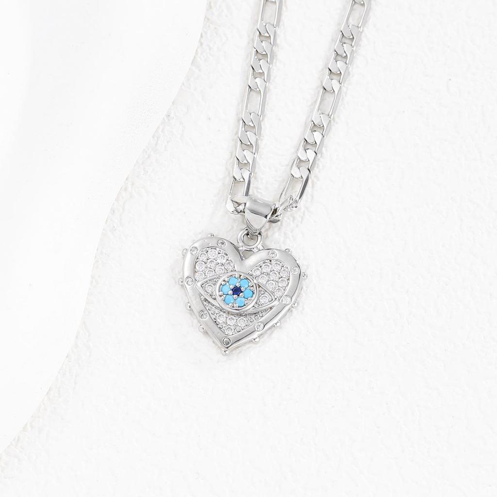 Подвеска-амулет от сглаза и серьги-сердечки - Набор украшений - Медь с золотым покрытием