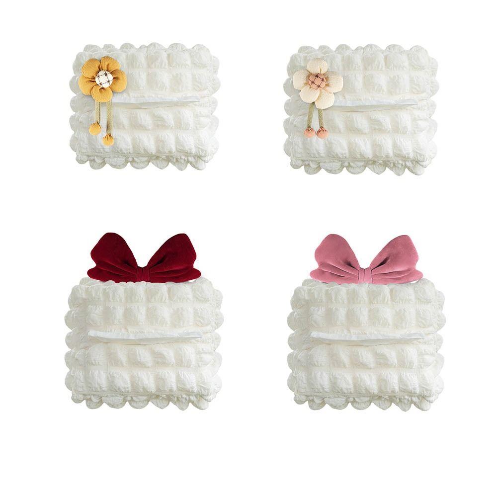 Puff Grid Car Hanging Napkin Holder Bow Paper Organizer Storage Bag  Headrest Armrest