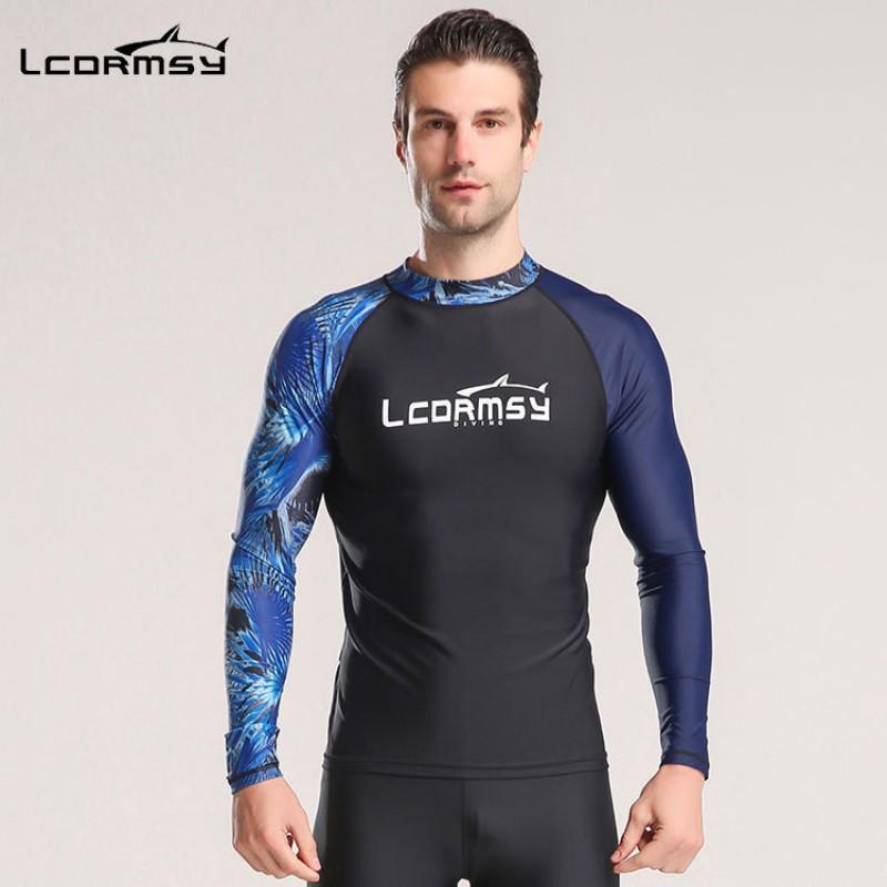 Mens Quick-Dry Rash Guard Long Sleeve UV Protection Diving Suit Surfing Snorkeling Water Sports