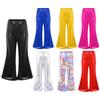 Kids Flared Pants Boys Girls Shiny Sequins Elastic Waist Bell BottomTrousers for Jazz Disco Modern Dance Stage Performance Pants