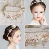 New Trendy Flower Hair Jewelry Gold Pearl Handmade Bridal Wedding Headband Rhinestone Hairband Women Hair Accessories Ornaments