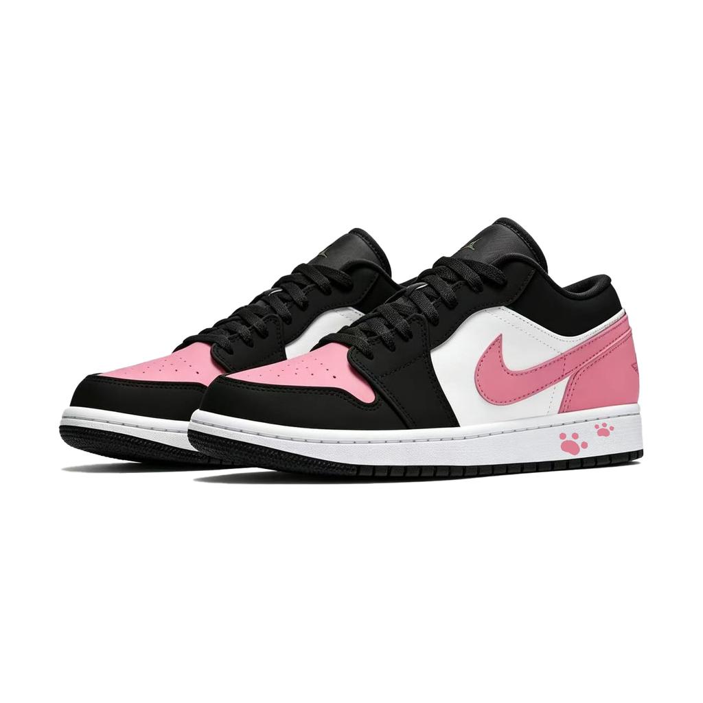 Jordan Air Jordan 1 Peach Pink Synthetic Leather Low top Basketball Shoes Women's Black Pink 553560-092(Team932-)