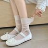Solid Color Loose Long Socks Women Hollow Out Mesh Thin Breathable Middle Tube Socks Sweet Girls Lolita Kawaii Cute Ruffle Socks