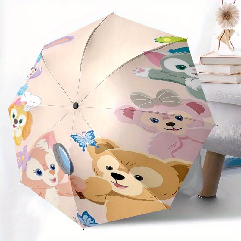 Duffy and Friends Automatic Opening and Closing Umbrella, Lightweight 3-Fold Design, Suitable for Fans, Travel, Daily Use, Official Product