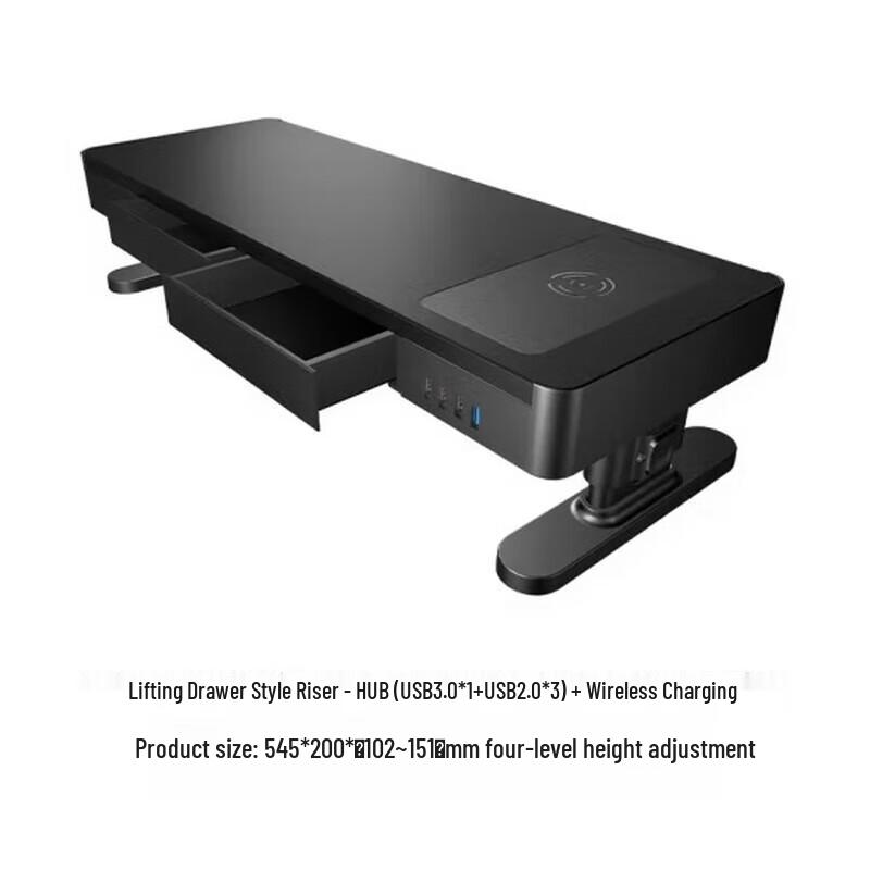 Monitor & Laptop Riser Stand with Wireless Charging and USB 3.0 Hub