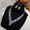 Set European And American Bridal Necklace Earring Set Versatile Fashion Color Crystal Necklace Two -Piece Jewelry Ladies Jewelry