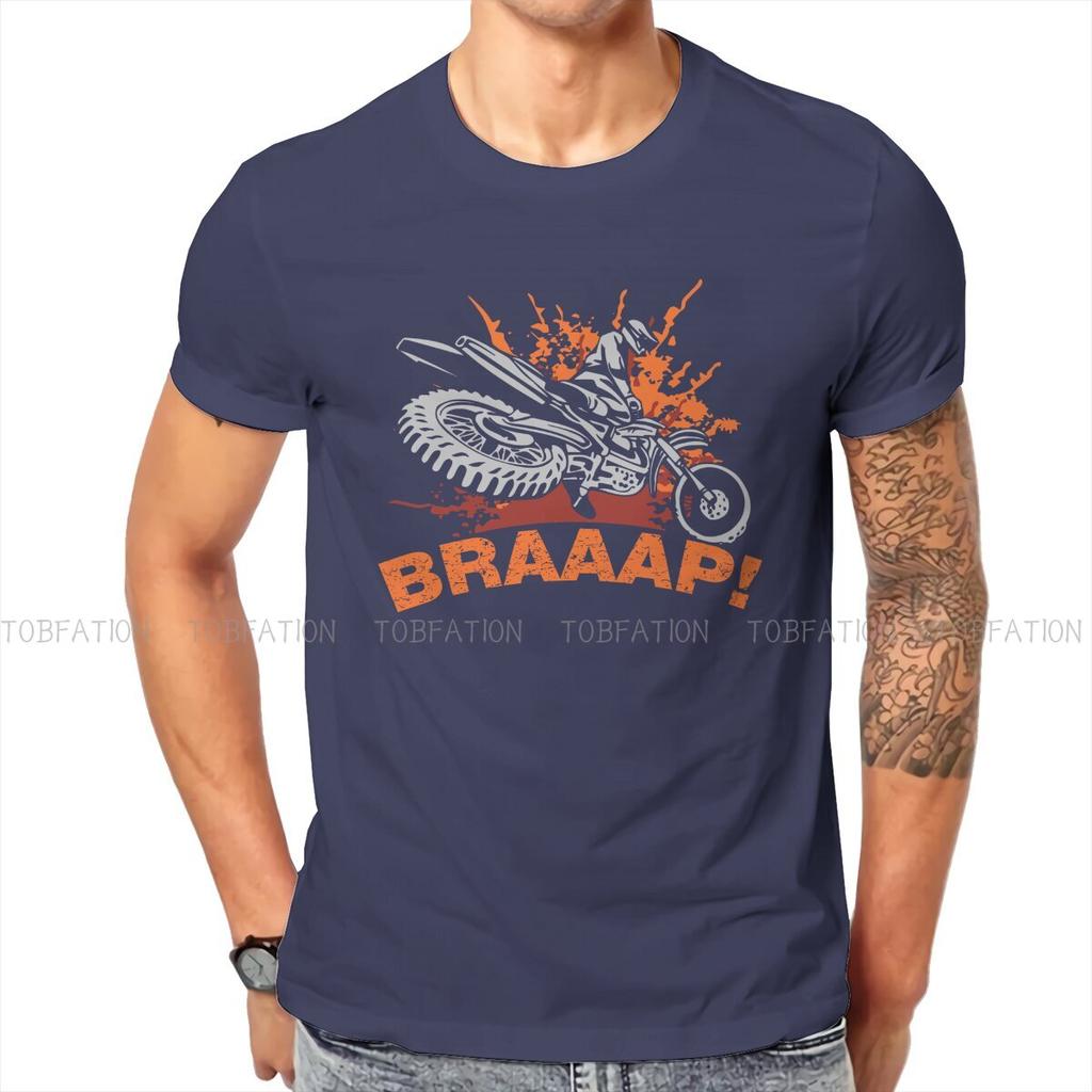 Braaap Dirt Bike Motocross O Neck Tshirt Enduro Cross Motorcycle Racing Fabric Classic T Shirt Mans Tops Fashion Oversized