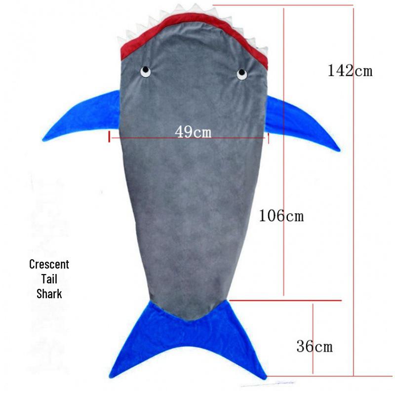 Акула Мультфильм Взрослый Спальный Мешок Комбинезон: Фланелевая пижама для дома.