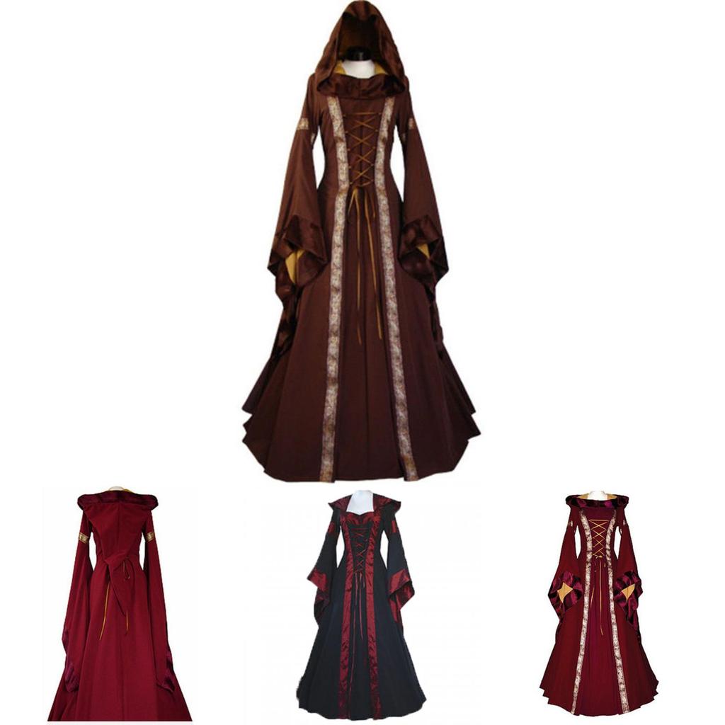 Women's Cosplay Halloween Party Dress Vintage Gothic Medieval Costume