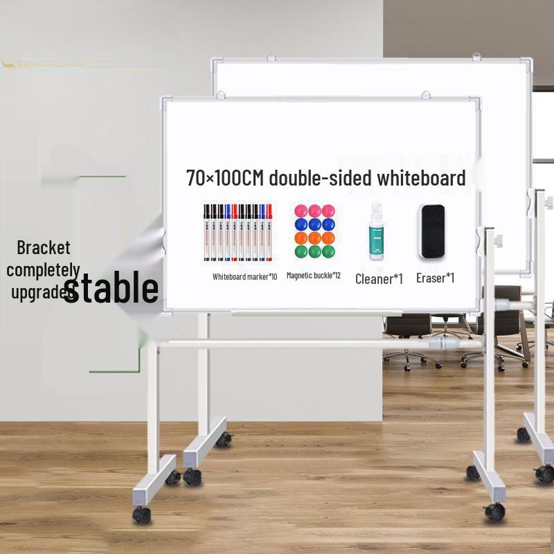 Double-Sided Mobile Easel Whiteboard/Blackboard for Home or Office Use