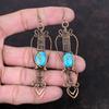 Copper Blue Turquoise Earring Copper Wire Wrapped Earring Gemstone Copper Jewelry Handmade Earring Wire Wrap Jewelry Unique Earring For Gift
