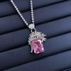 925 Серебряный Розовый Цирконий Кулон Ожерелье Изысканные Аксессуары Для Шеи для Танцевальной Вечеринки Роскошные Модные Женские Ювелирные Изделия