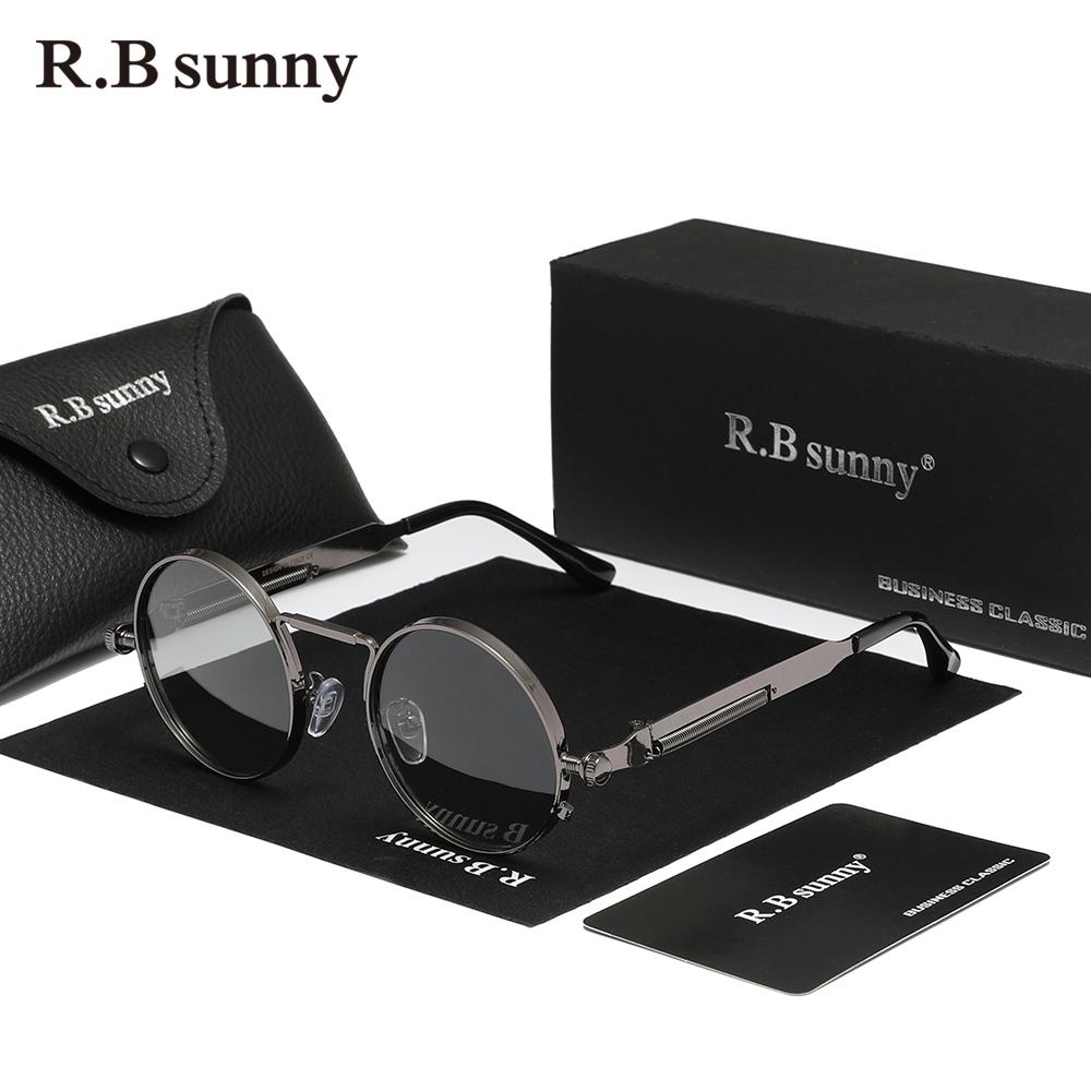RBsunny Fashion UV400 готические стимпанк солнцезащитные очки поляризованные мужские и женские винтажные круглые очки для вождения и рыбалки праздничные