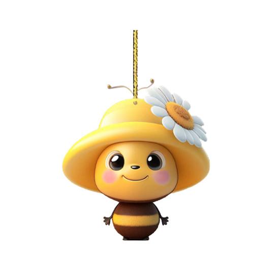 Acrylic Bee Hanging Decoration Single Side Printed Little Bee Ornament Car Rearview Mirror Keychain Pendant
