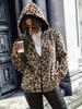 Пальто-тедди с леопардовым принтом на молнии с капюшоном, Универсальная теплая верхняя одежда с длинным рукавом для осени и зимы, Женская одежда