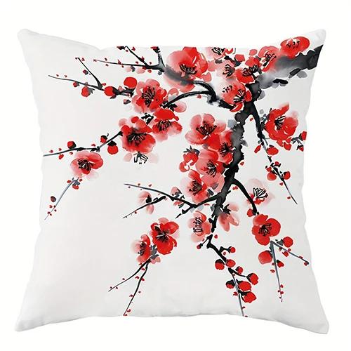 Наволочка декоративная в древнем стиле с цветущей сливой, ультрамягкий полиэстер, для гостиной, дивана, спинки, автомобильная наволочка