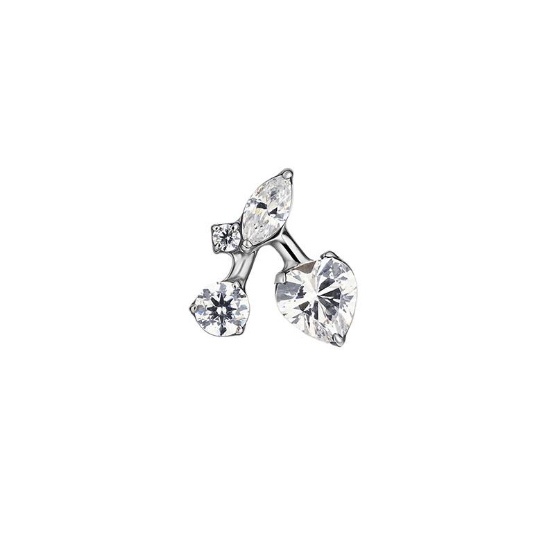 NEW F136 Titanium 16G Cherry Style Wedding Flower Earrings Stud Colorful Zircon Top Labret Ring Lobe Unisex Helix Ear Piercing