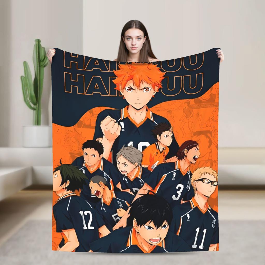 Haikyuu Blankets Fleece Anime Warm Throw Blankets for Outdoor Travel Bedspread