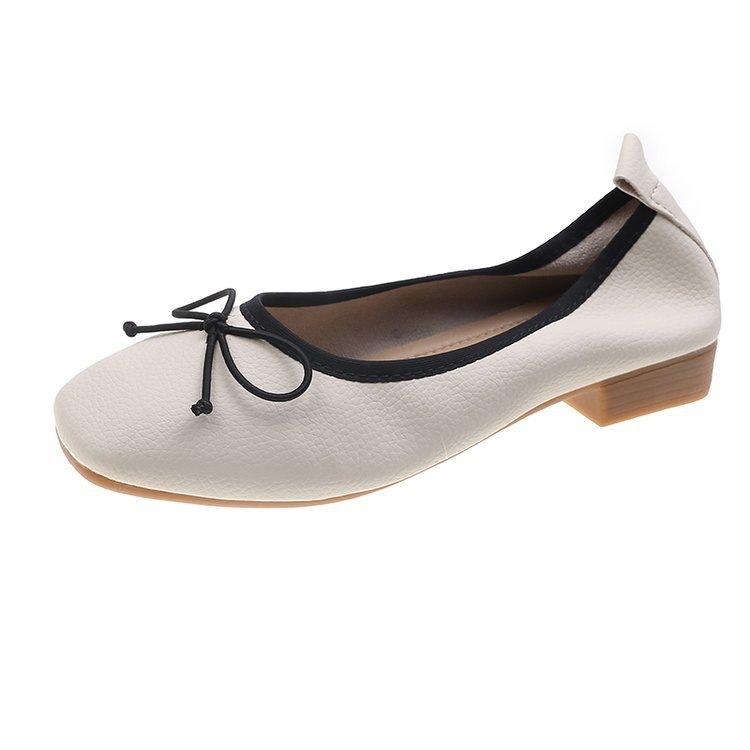 Summer Fashion Summer Egg Roll Shoes Bow Square Head Soft Sole Fashion Women's Shoes Shallow Mouth Stepping On Shit Feet