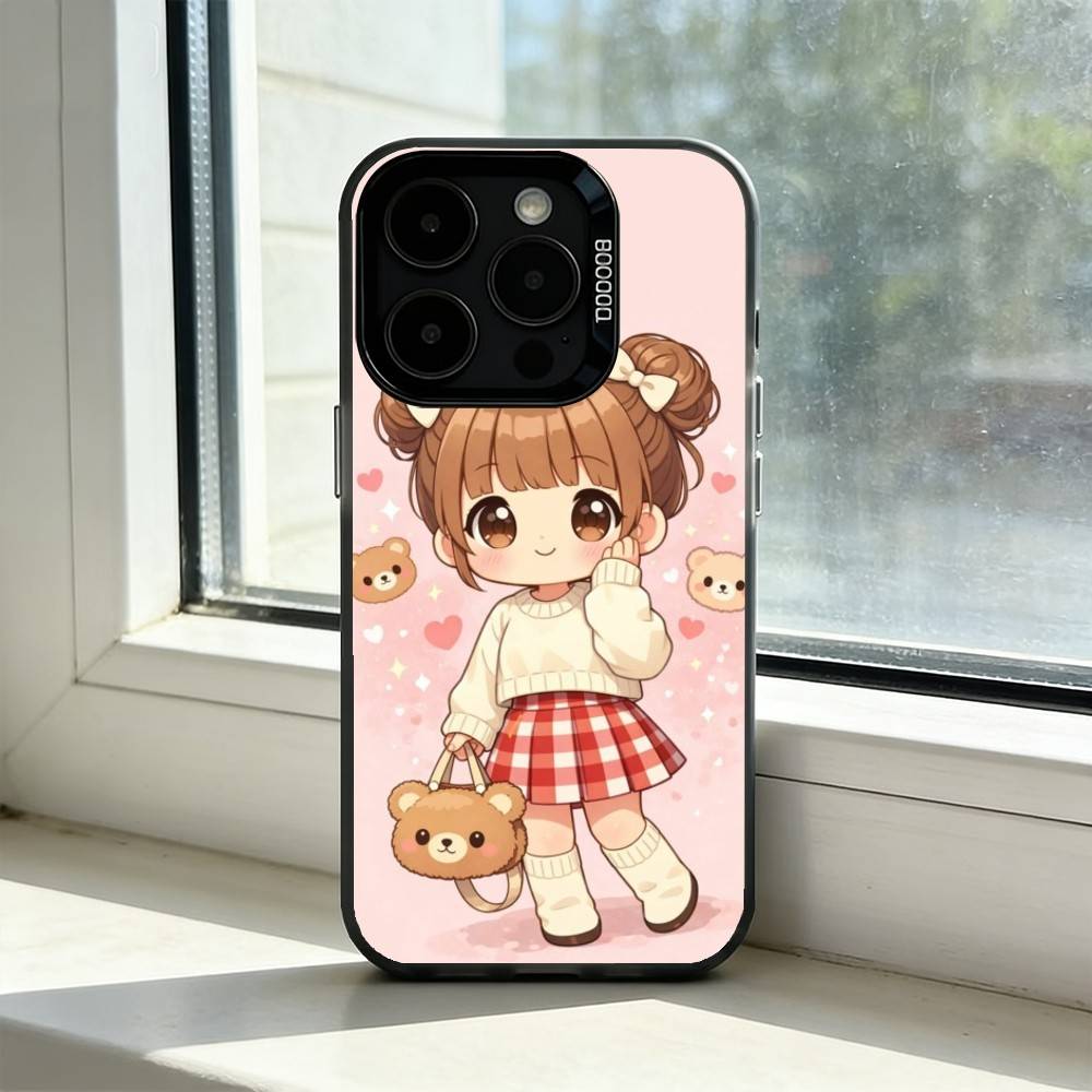 Милый Сердитый Маленький Девочка Чехол Для Телефона Для iPhone 17,16,15,14,13,12,11 Plus,Pro Max,XS,Цветной Посеребренный Внутренний Чехол