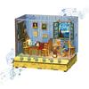 Tonecheer Dollhouse Miniature Handmade Kit DIY Wooden Set Miniature House Kit White Noise 6 Sound Effects LED Electronic Screen Interior Assembly 3D