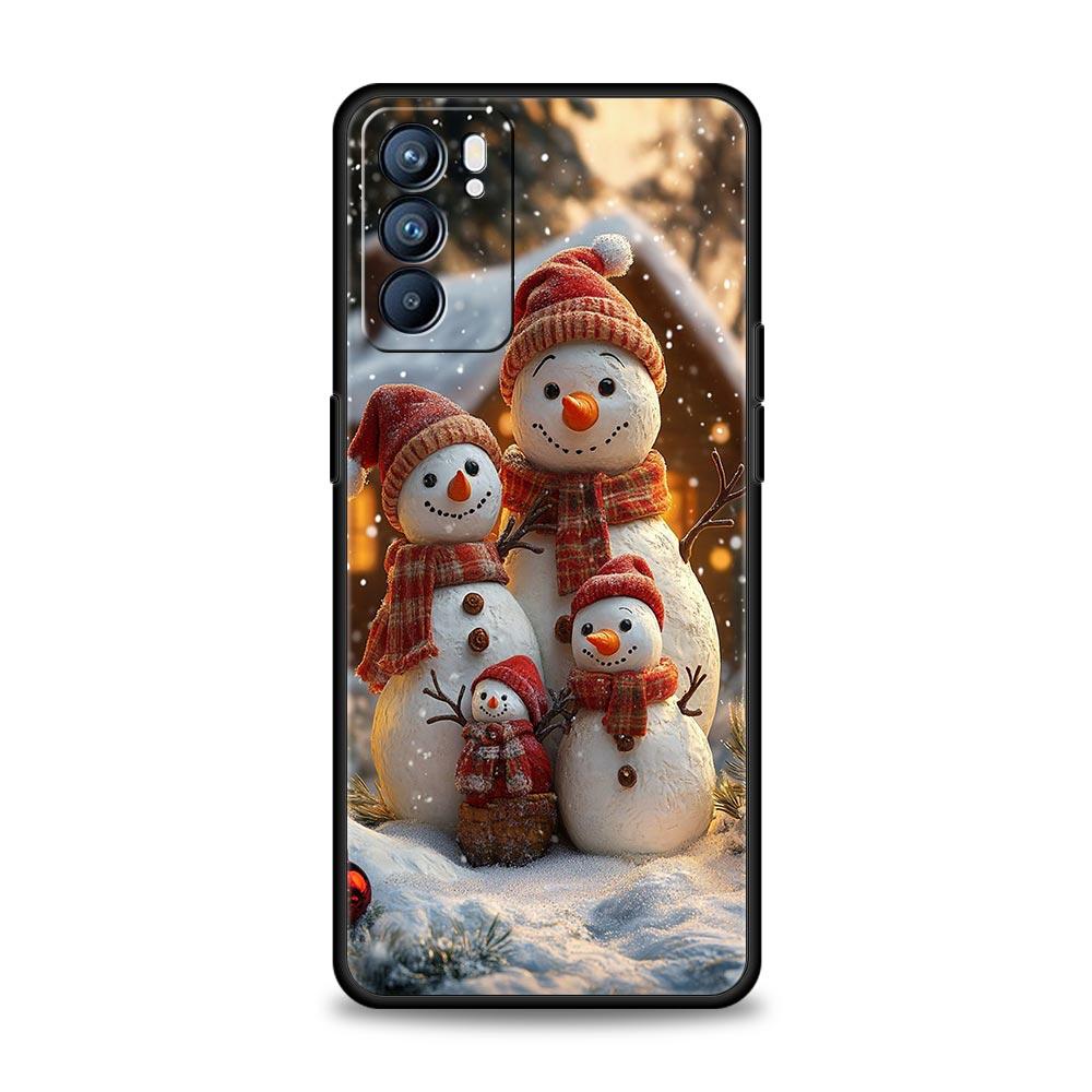 Чехол для телефона 'Рождественский снеговик' для Oppo A17 A31 A54 A57 A78 A79 A98 Find X5 X6 Reno 6 7 8 10 11 12 13 F Pro 5G Мягкий ТПУ Чехол Сумки
